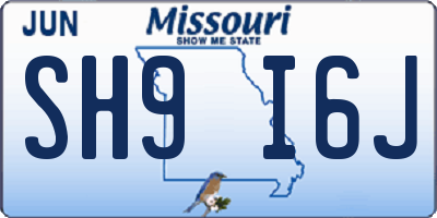 MO license plate SH9I6J