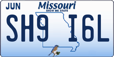 MO license plate SH9I6L