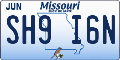 MO license plate SH9I6N