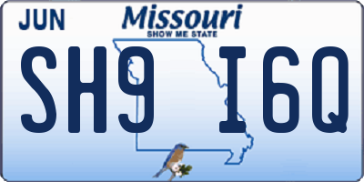 MO license plate SH9I6Q