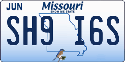 MO license plate SH9I6S