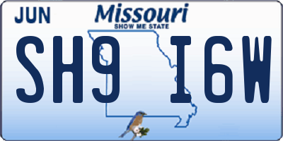 MO license plate SH9I6W