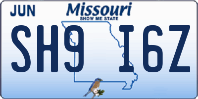 MO license plate SH9I6Z