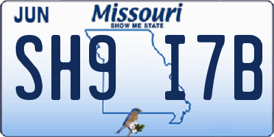 MO license plate SH9I7B