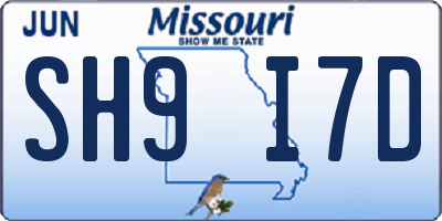 MO license plate SH9I7D
