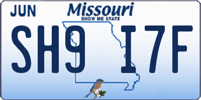 MO license plate SH9I7F