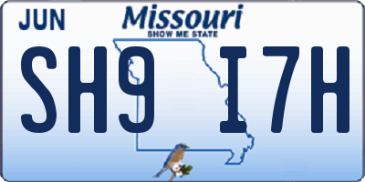 MO license plate SH9I7H