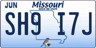 MO license plate SH9I7J