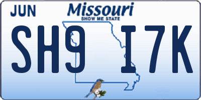 MO license plate SH9I7K