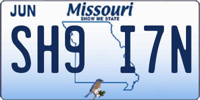 MO license plate SH9I7N