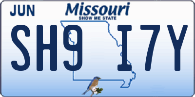 MO license plate SH9I7Y