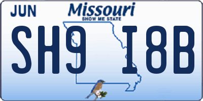 MO license plate SH9I8B