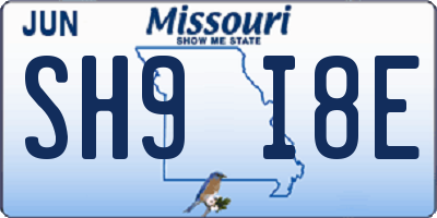 MO license plate SH9I8E