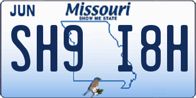 MO license plate SH9I8H
