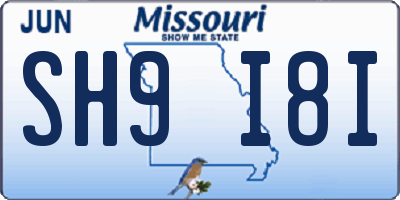 MO license plate SH9I8I