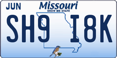 MO license plate SH9I8K