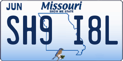 MO license plate SH9I8L