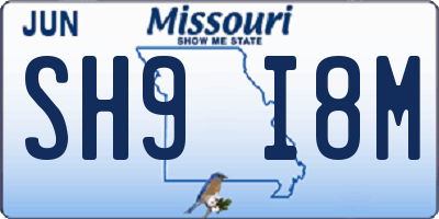 MO license plate SH9I8M