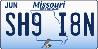 MO license plate SH9I8N