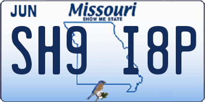 MO license plate SH9I8P