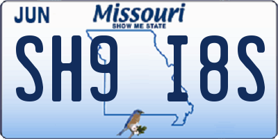 MO license plate SH9I8S