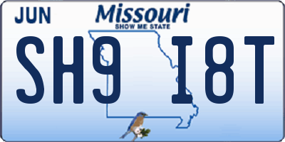 MO license plate SH9I8T