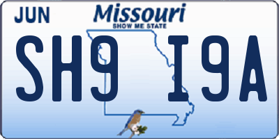 MO license plate SH9I9A