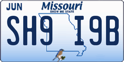 MO license plate SH9I9B