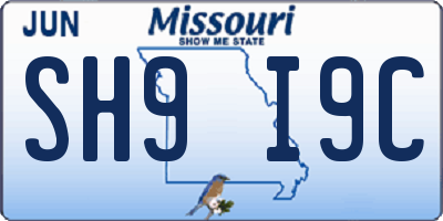 MO license plate SH9I9C