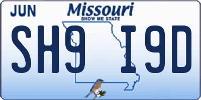 MO license plate SH9I9D