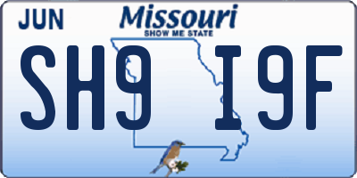 MO license plate SH9I9F