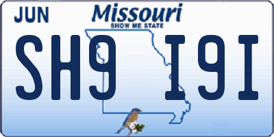 MO license plate SH9I9I