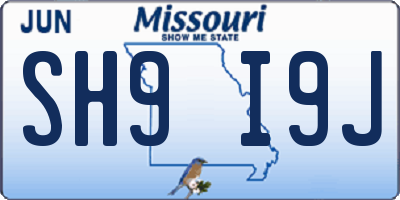 MO license plate SH9I9J