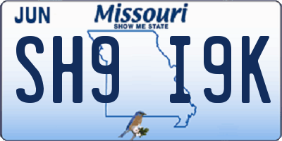 MO license plate SH9I9K