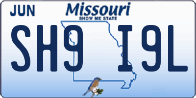 MO license plate SH9I9L