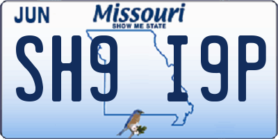 MO license plate SH9I9P