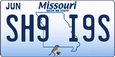 MO license plate SH9I9S