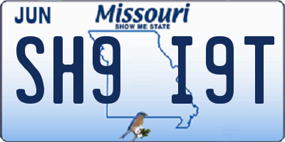 MO license plate SH9I9T