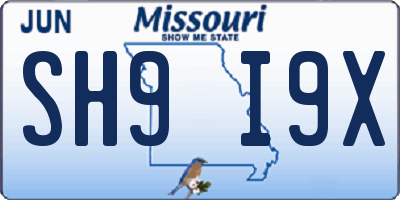 MO license plate SH9I9X