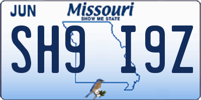 MO license plate SH9I9Z