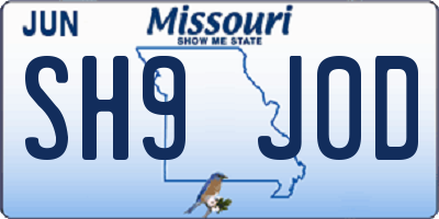 MO license plate SH9J0D