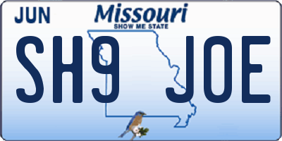 MO license plate SH9J0E