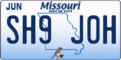 MO license plate SH9J0H