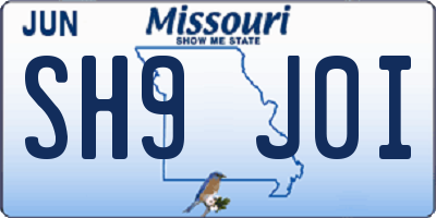 MO license plate SH9J0I