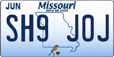 MO license plate SH9J0J