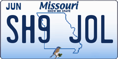 MO license plate SH9J0L