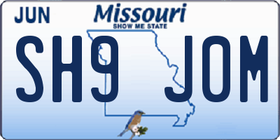 MO license plate SH9J0M