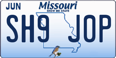 MO license plate SH9J0P