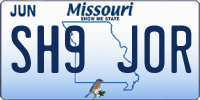MO license plate SH9J0R