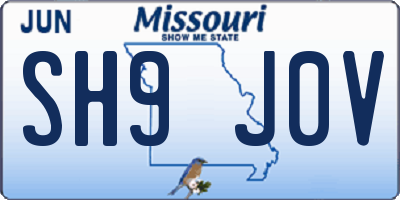 MO license plate SH9J0V